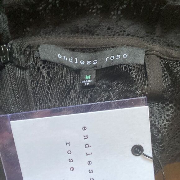 🔅Anthropoligie Endless Rose Little Black Lace Midi Fringe Hem Dress 🌹🔅 - Picture 8 of 14